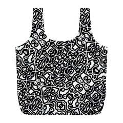 Interlace Black And White Pattern Full Print Recycle Bag (l)