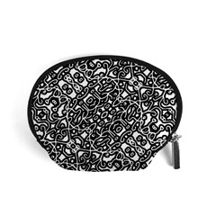 Interlace Black And White Pattern Accessory Pouch (small) by dflcprintsclothing