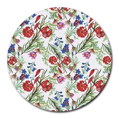 Summer Flowers Pattern Round Mousepads by goljakoff