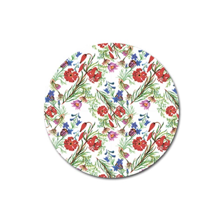 Summer flowers pattern Magnet 3  (Round)