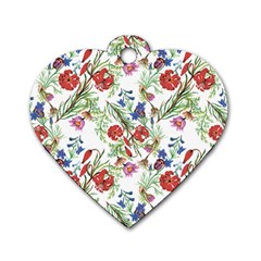 Summer flowers pattern Dog Tag Heart (Two Sides)