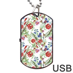 Summer Flowers Pattern Dog Tag Usb Flash (two Sides) by goljakoff