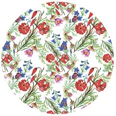 Summer flowers pattern Wooden Bottle Opener (Round)