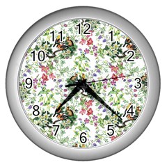 Green Flora Wall Clock (silver) by goljakoff