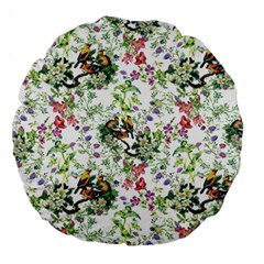 Green Flora Large 18  Premium Round Cushions by goljakoff