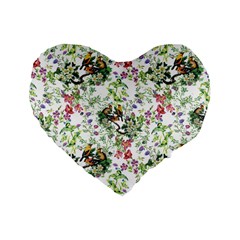 Green Flora Standard 16  Premium Flano Heart Shape Cushions by goljakoff