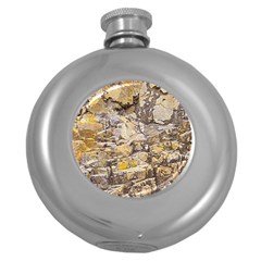 Rocky Texture Grunge Print Design Round Hip Flask (5 Oz)