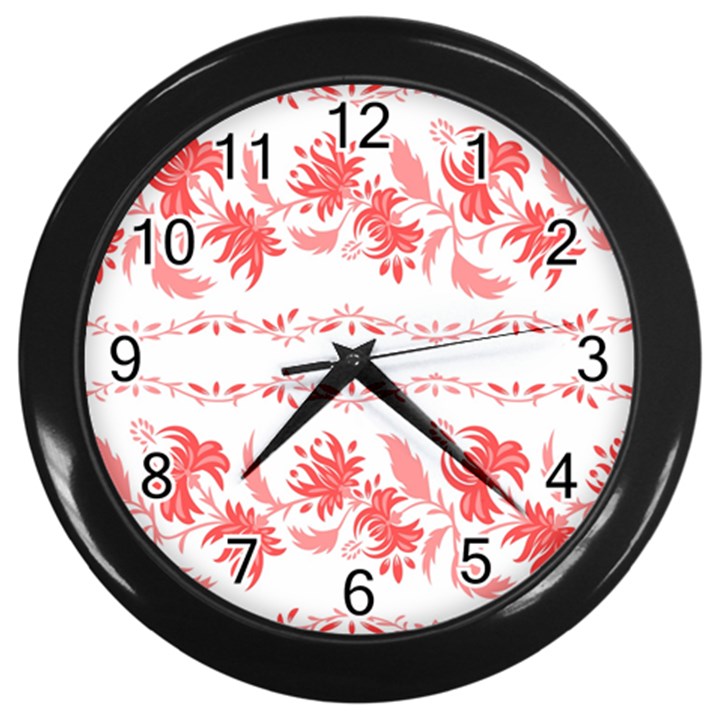 Folk ornament Wall Clock (Black)