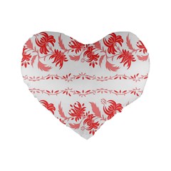 Folk Ornament Standard 16  Premium Heart Shape Cushions by Eskimos