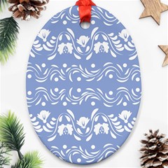 Blue White Ornament Ornament (oval) by Eskimos