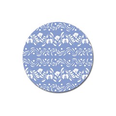 Blue White Ornament Magnet 3  (round) by Eskimos