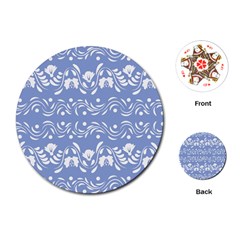 Blue White Ornament Playing Cards Single Design (round) by Eskimos