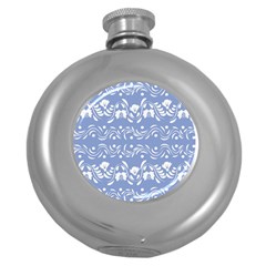 Blue White Ornament Round Hip Flask (5 Oz) by Eskimos