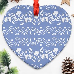 Blue White Ornament Heart Ornament (two Sides) by Eskimos