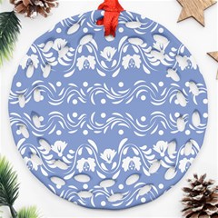 Blue White Ornament Ornament (round Filigree) by Eskimos