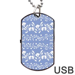 Blue White Ornament Dog Tag Usb Flash (two Sides) by Eskimos