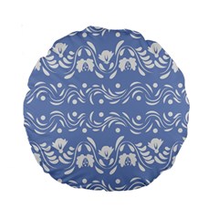 Blue White Ornament Standard 15  Premium Round Cushions by Eskimos