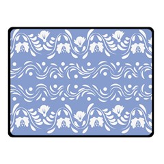 Blue White Ornament Double Sided Fleece Blanket (small)  by Eskimos