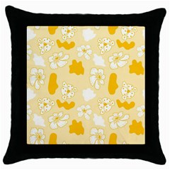 Abstract Daisy Throw Pillow Case (black) by Eskimos