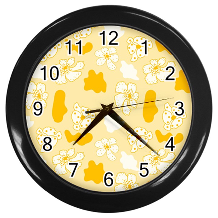 Abstract daisy Wall Clock (Black)