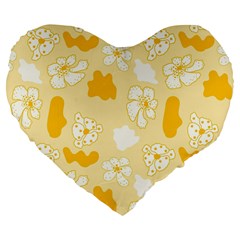 Abstract Daisy Large 19  Premium Flano Heart Shape Cushions by Eskimos