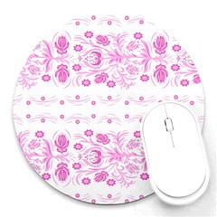 Pink Flowers Round Mousepads by Eskimos