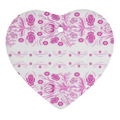 Pink Flowers Ornament (heart) by Eskimos