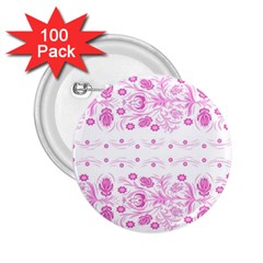 Pink Flowers 2 25  Buttons (100 Pack)  by Eskimos