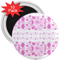 Pink Flowers 3  Magnets (10 Pack)  by Eskimos