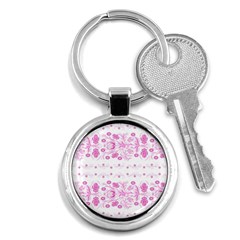 Pink Flowers Key Chain (round) by Eskimos