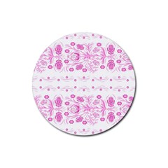 Pink Flowers Rubber Coaster (round)  by Eskimos