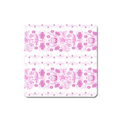 Pink Flowers Square Magnet by Eskimos