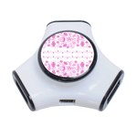 Pink flowers 3-Port USB Hub Front