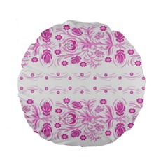 Pink Flowers Standard 15  Premium Round Cushions by Eskimos