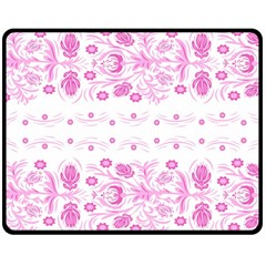 Pink Flowers Double Sided Fleece Blanket (medium)  by Eskimos