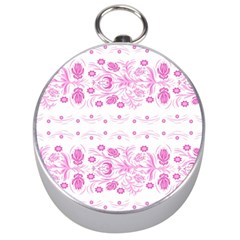 Pink Flowers Silver Compasses by Eskimos