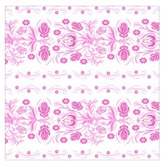 Pink Flowers Large Satin Scarf (square) by Eskimos