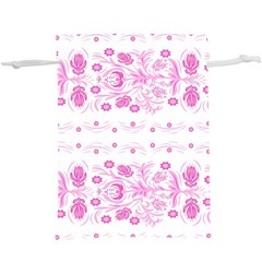 Pink Flowers  Lightweight Drawstring Pouch (xl) by Eskimos