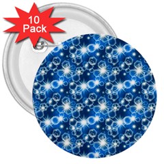 Star Hexagon Deep Blue Light 3  Buttons (10 Pack)  by Dutashop