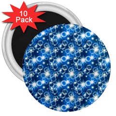 Star Hexagon Deep Blue Light 3  Magnets (10 Pack)  by Dutashop