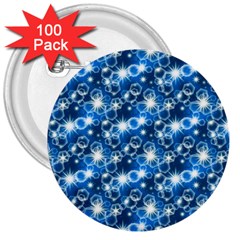 Star Hexagon Deep Blue Light 3  Buttons (100 Pack)  by Dutashop