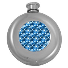 Star Hexagon Deep Blue Light Round Hip Flask (5 Oz) by Dutashop