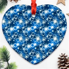 Star Hexagon Deep Blue Light Heart Ornament (two Sides) by Dutashop