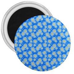 Hydrangea Blue Glitter Round 3  Magnets by Dutashop