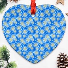 Hydrangea Blue Glitter Round Ornament (heart) by Dutashop