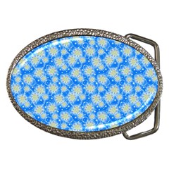 Hydrangea Blue Glitter Round Belt Buckles