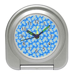 Hydrangea Blue Glitter Round Travel Alarm Clock by Dutashop