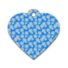 Hydrangea Blue Glitter Round Dog Tag Heart (one Side) by Dutashop