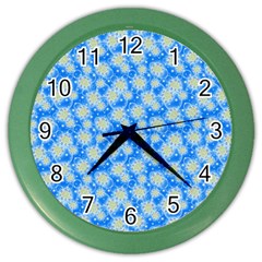 Hydrangea Blue Glitter Round Color Wall Clock by Dutashop