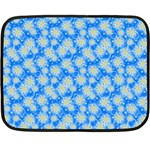 Hydrangea Blue Glitter Round Fleece Blanket (Mini) 35 x27  Blanket